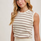 STRIPED MUSCLE KNIT TANK TOP