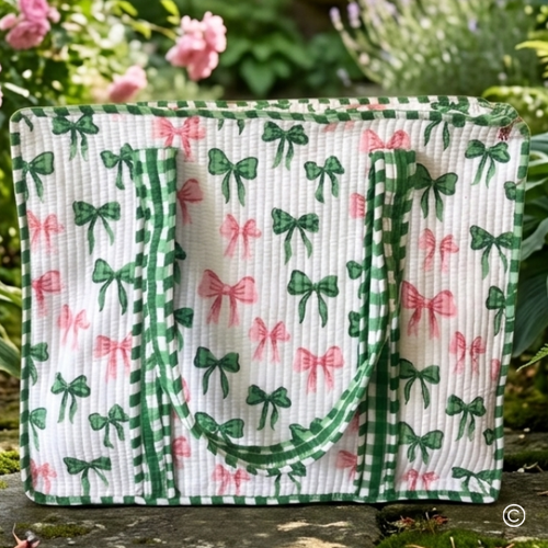 SC - Southern Belle Pink and Green Bow Tote bag