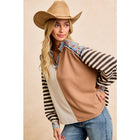 CUT EDGE FLORAL DENIM WAFFLE MIX AND MATCH TOP