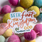 Seek First | handlettered sticker