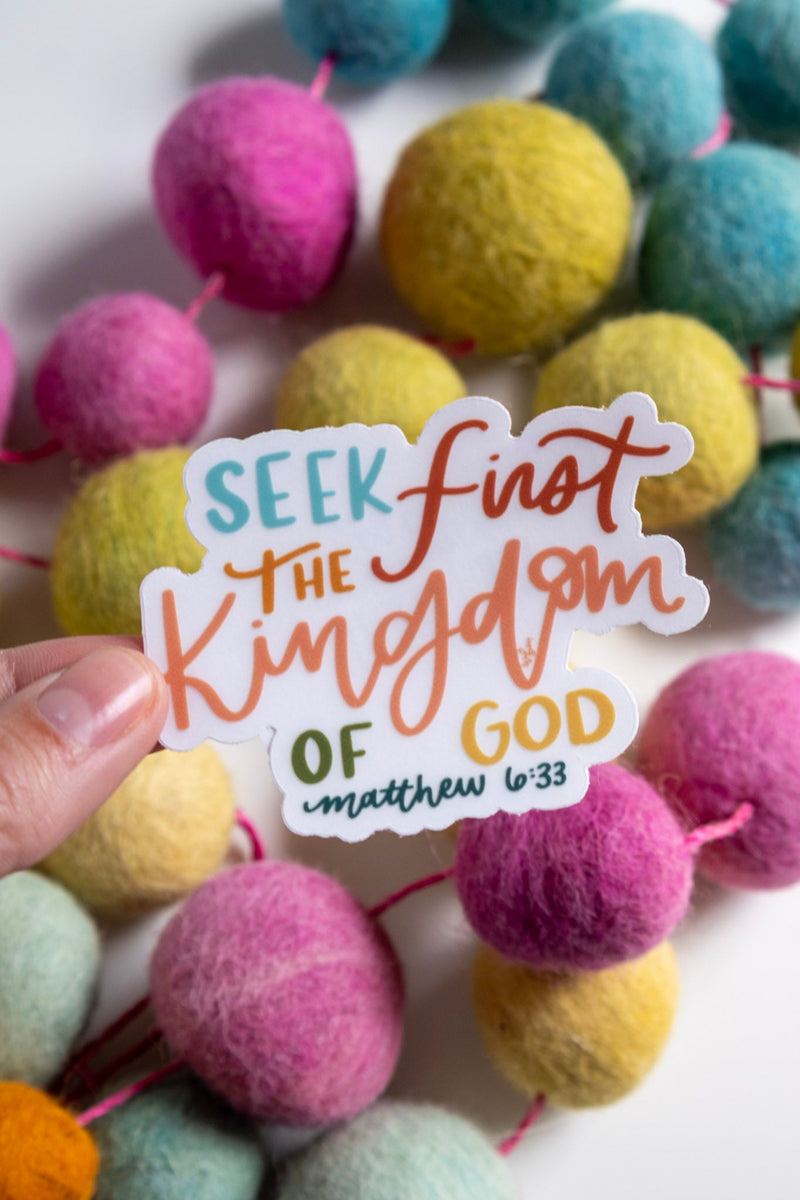 Seek First | handlettered sticker