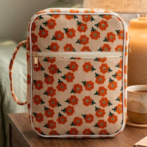 SC - ETA 7/15 - Joanna Orange Floral Zipper Bible Cover