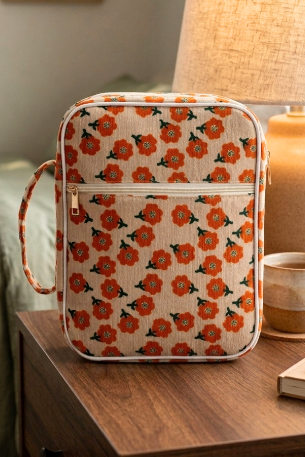 SC - ETA 7/15 - Joanna Orange Floral Zipper Bible Cover