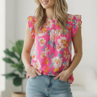 In a Tropical Daydream Pink Blouse