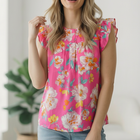 In a Tropical Daydream Pink Blouse