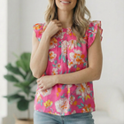 In a Tropical Daydream Pink Blouse