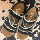 LET'S GO OUT BLACK WEDGE SANDALS