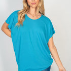 Short Sleeve Dolman Top in Turquoise