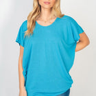 Short Sleeve Dolman Top in Turquoise