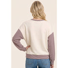 PINSTRIPE BLOCKED MICRO BRUSHED TOP