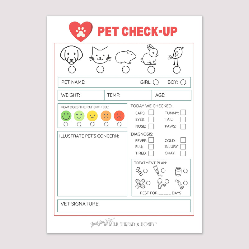 Pretend Play Veterinarian Pet Check-up Notepad