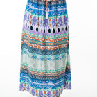 Printed Elastic Waist Band Long Skirt with Tassels in Sage Combo