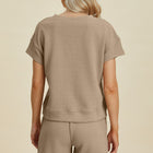 Double Take Full Size Texture Short Sleeve Top and Shorts Set
