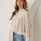 Oversized Button Down Striped Top