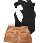 High Neck Ribbed Leotard - Black
