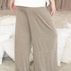 Heather Olive Soft Jersey Fabric Pleated Pants