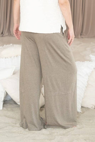 Heather Olive Soft Jersey Fabric Pleated Pants