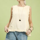 Linen Frayed Edge Sleeveless Top