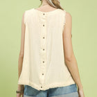 Linen Frayed Edge Sleeveless Top