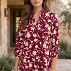 Ruffled Collar Lizzy 3/4 Sleeve Lightweight Blouse