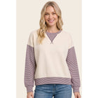 PINSTRIPE BLOCKED MICRO BRUSHED TOP
