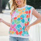 Beautiful You Teal Multicolor Floral Rib Dolman Sleeve Top