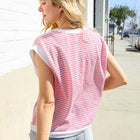 Lock Eyes Pink & Ivory Jacquard Waffle Knit Banded Sleeveless Top
