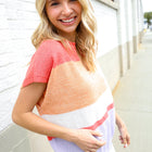 Lock Eyes Coral Notched Neck Drop Shoulder Sweater Top