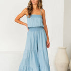 Relaxed Fit Smocked Tiered Wide Leg Jumpsuit