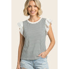 SITCHED FLUTTER SLEEVE STRIPED TOP