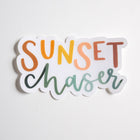"Sunset Chaser' handlettered clear sticker
