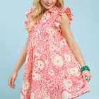 Medallion Print Ruffle Dress