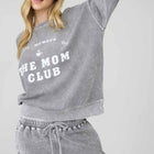 MOM CLUB GRAPHIC WASHED LONG SLEEVE RIB KNIT TOP