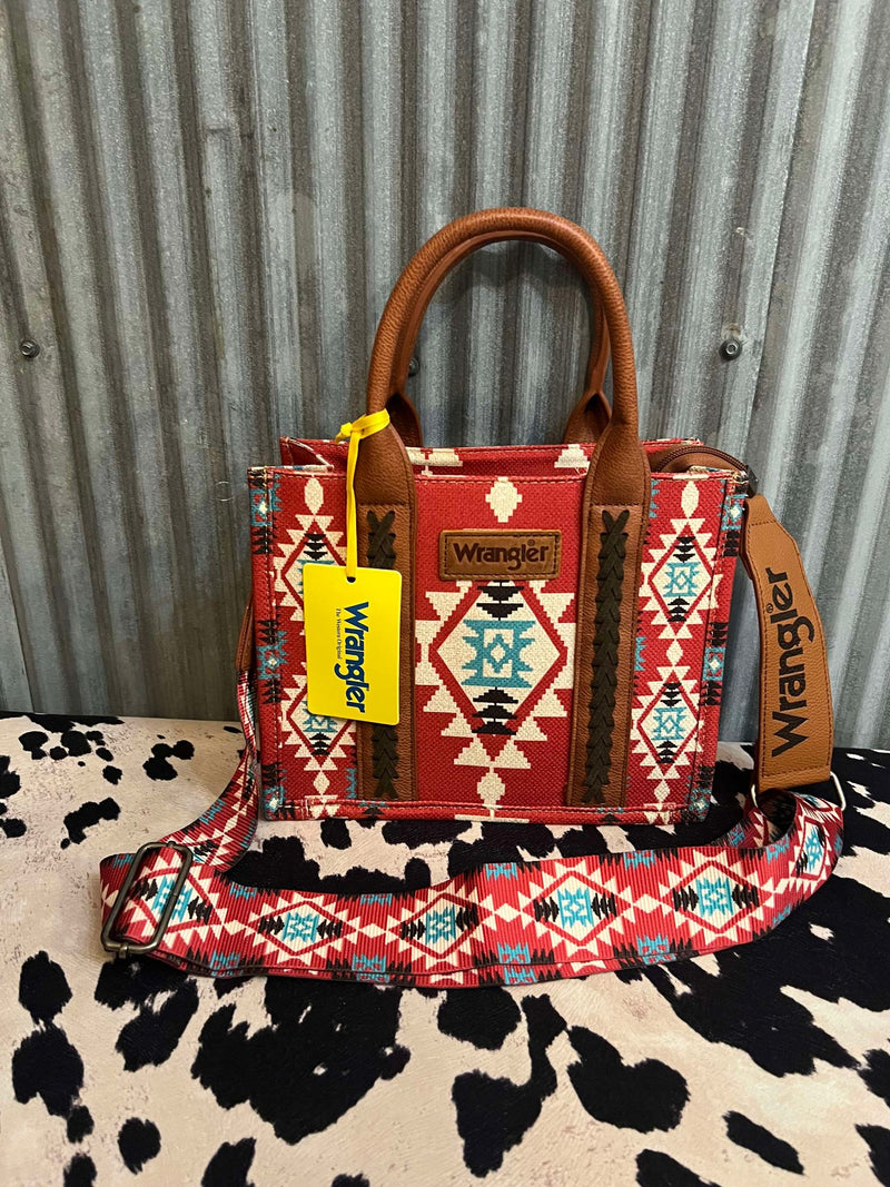 BURGUNDY WRANGLER SOUTHWESTERN CANVAS CROSSBODY TOTE 2