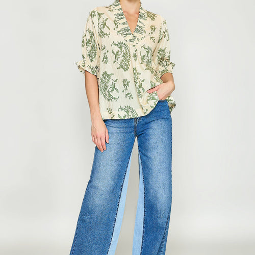 Willow Vine Ruffle Trim Blouse