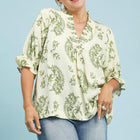 Plus Size Paisley Print V-Neck Top