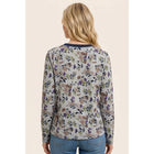 SPLIT HALF BUTTON NECK FLORAL PRINTED TOP