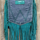 TEAL WRANGLER FRINGE DENIM POCKET CROSSBODY