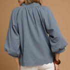Plit V Neck Top with Balloon Sleeves