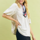 Linen Scallop Trim V-Neck Top