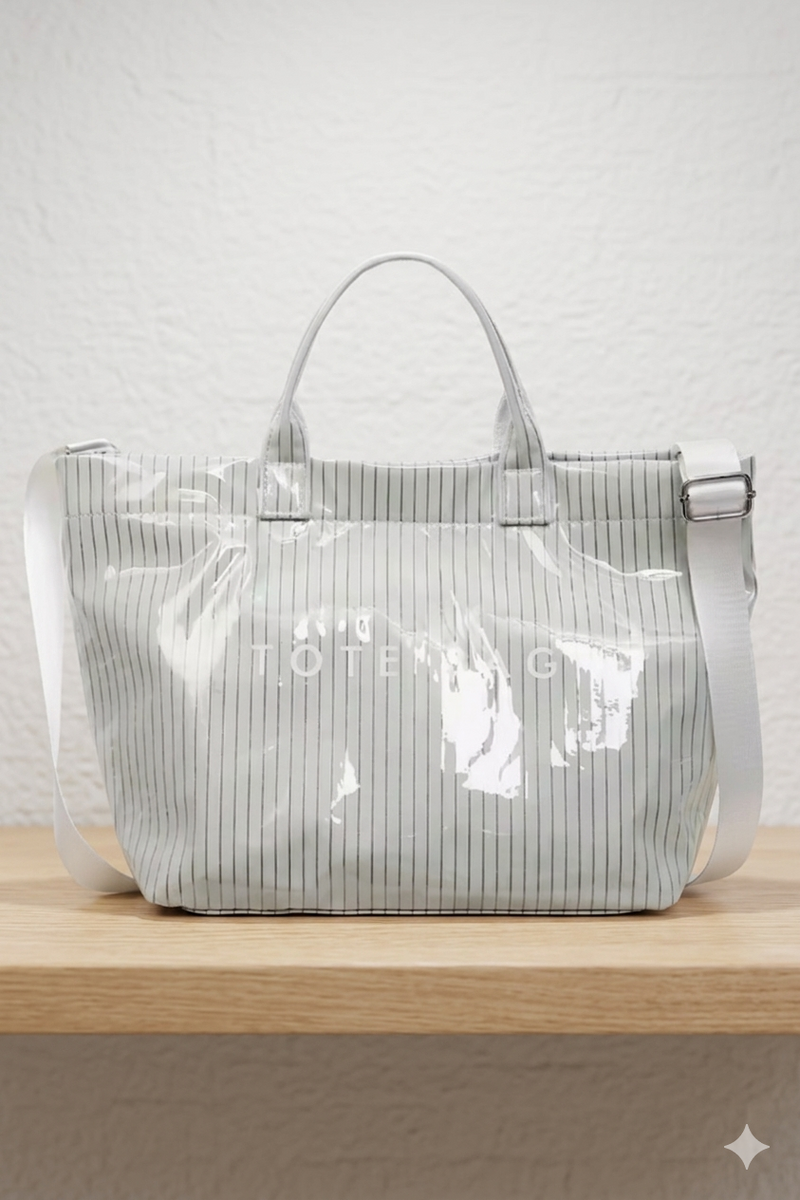 SC - Green Pinstripe TOTE BAG with Strap
