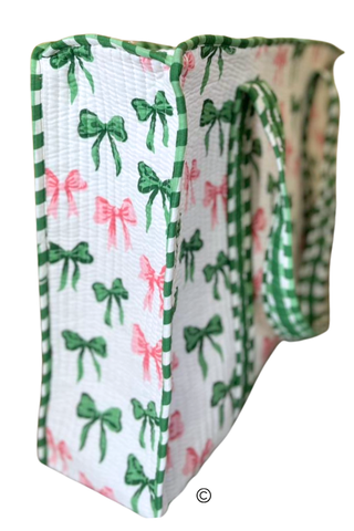 SC - Southern Belle Pink and Green Bow Tote bag