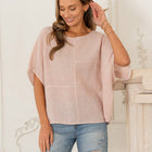 Plus Patchwork Striped Dolman Sleeve Top