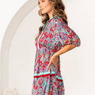 Floral Print Tiered Mini Dress with Puff Sleeves