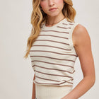 STRIPED MUSCLE KNIT TANK TOP