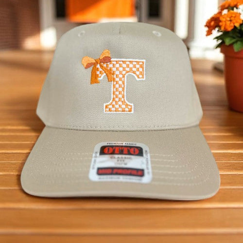 SC - Vols T with Bow Tan Canvas Embroidered Hat