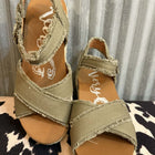 EASY BREEZY KHAKI WEDGE SANDALS