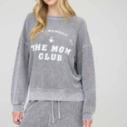 MOM CLUB GRAPHIC WASHED LONG SLEEVE RIB KNIT TOP