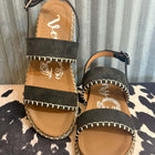 COME GET ME BLACK STRAP SANDALS