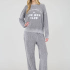 MOM CLUB GRAPHIC WASHED LONG SLEEVE RIB KNIT TOP